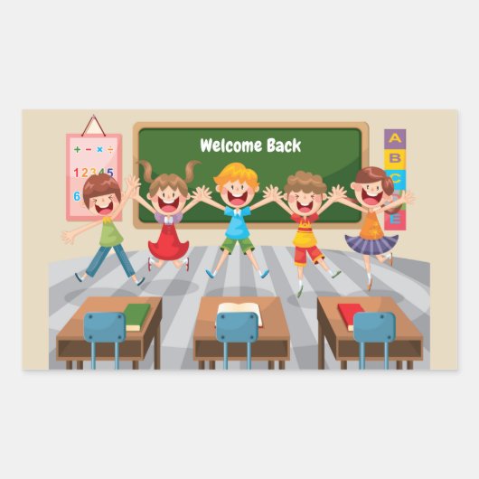 Terug naar Schoolkinderen Rechthoekige Sticker (Voorkant)