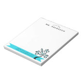 Terug naar schoolleraar Blauwe Floral Aangepast Notitieblok (Linkerzijde)