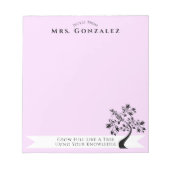 Terug naar schoolleraar Boho Floral Tree Aangepast Notitieblok (Voorkant)