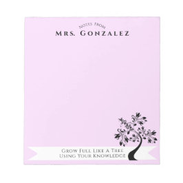 Terug naar schoolleraar Boho Floral Tree Aangepast Notitieblok