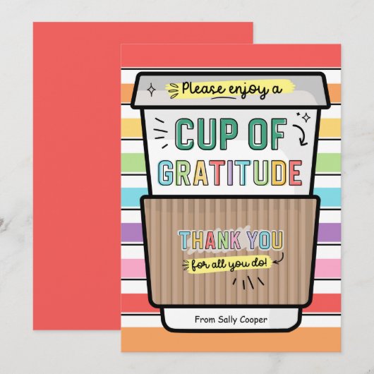 Terug naar schoolleraar Coffee Gift Kaart Holder (Voorkant / Achterkant)