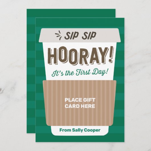 Terug naar schoolleraar Coffee Gift Kaart Holder (Voorkant / Achterkant)