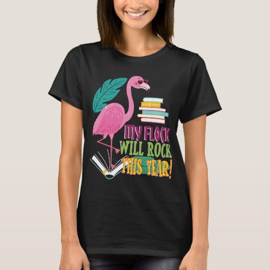 Terug naar schoolleraar Flamingo Lover Mannen Vrou T-shirt (Voorkant)