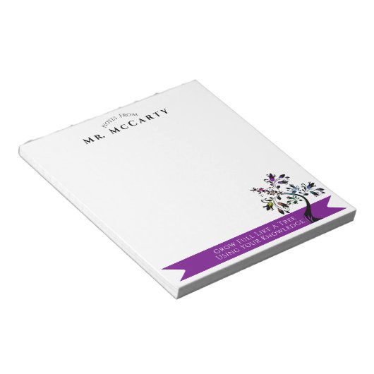 Terug naar schoolleraar Kleurrijke boomstructuur A Notitieblok (Schuin)