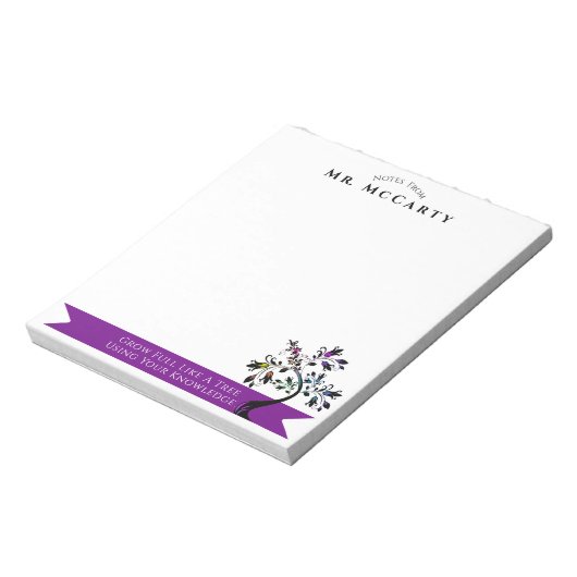 Terug naar schoolleraar Kleurrijke boomstructuur A Notitieblok (Linkerzijde)