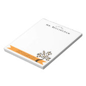 Terug naar schoolleraar Sinaasappel Floral Tree Aa Notitieblok (Linkerzijde)