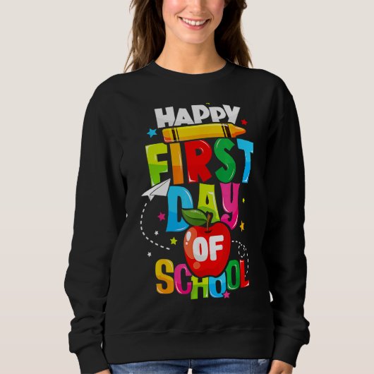 Terug naar schoolleraren Kinder kind Happy First D Trui (Voorkant)