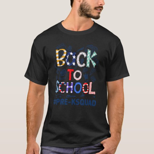 Terug naar schoolleraren Pre K Squad T-shirt (Voorkant)