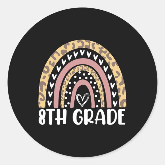 Terug naar schoolloopleraar Rainbow 8e graad Ronde Sticker (Voorkant)