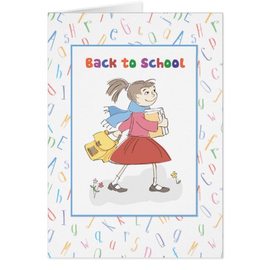 Terug naar schoolmeisje met boeken en rugzak (Voorkant)