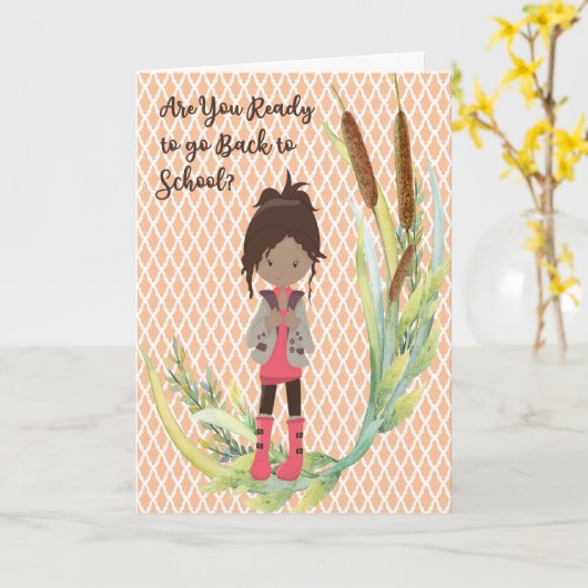 Terug naar Schoolontwerp voor donker kind Kaart (Gele Bloem)