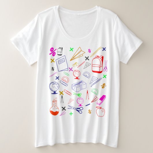 Terug naar schoolpatroon grote maat t-shirt (Design voorkant)