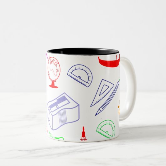 Terug naar schoolpatroon tweekleurige koffiemok (Voorkant rechts)
