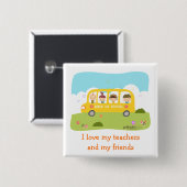 Terug naar schoolpop vierkante button 5,1 cm (Voorkant /achterkant)