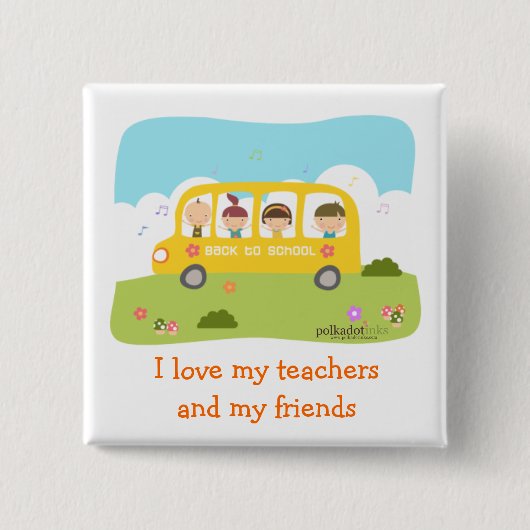 Terug naar schoolpop vierkante button 5,1 cm (Voorkant)