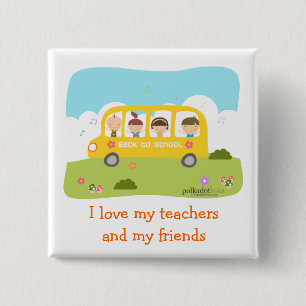 Terug naar schoolpop vierkante button 5,1 cm