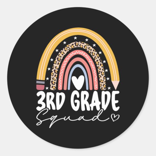 Terug naar schoolregenboog 3e klas ronde sticker (Voorkant)