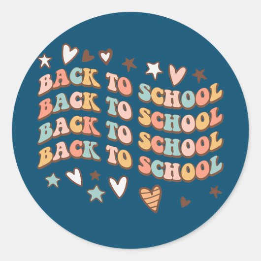 Terug naar schoolretro groovy Teacher Student Ronde Sticker (Voorkant)