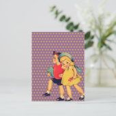 terug naar schoolretro polka stipt Kinderen Briefkaart (Staand voorkant)