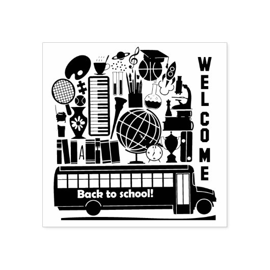 Terug naar Schoolrubberstempel Rubberstempel (Afrduk)