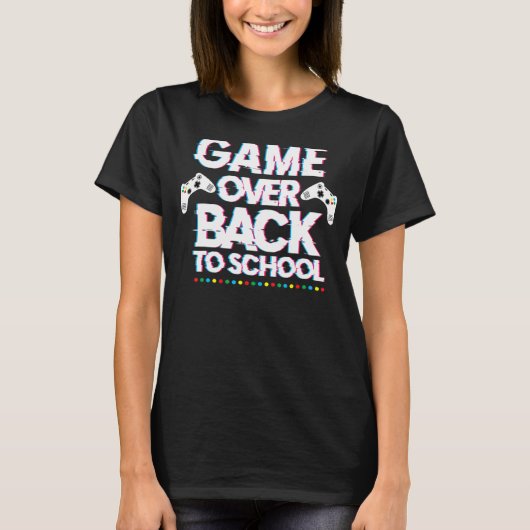 Terug naar schoolspel over de controle van leraars t-shirt (Voorkant)