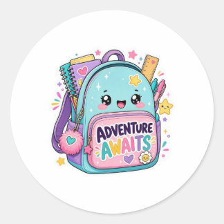 Terug naar schoolstickers | Avontuur wacht Ronde Sticker