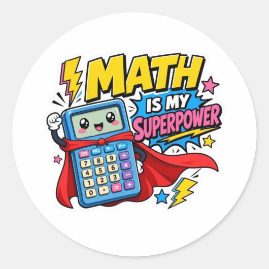 Terug naar schoolstickers | Wiskunde is mijn super Ronde Sticker (Voorkant)