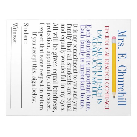 Terug naar schoolstudentencontract notitieblok (Voorkant)