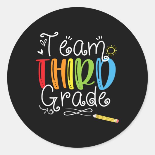 Terug naar schoolteam 3e klas ronde sticker (Voorkant)