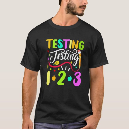 Terug naar schooltests 1 2 3 t-shirt (Voorkant)
