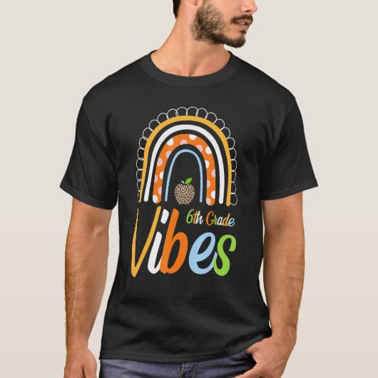 Terug naar Shcool Boho Rainbow 6th Grade Teacher S T-shirt (Voorkant)