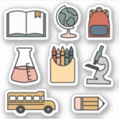 Terug naar Sticker van schoolplank Bus Crayon Book (Voorkant)