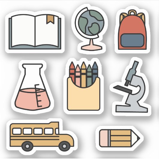 Terug naar Sticker van schoolplank Bus Crayon Book (Voorkant)