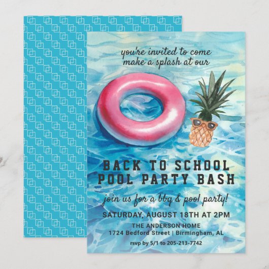 Terug naar Uitnodiging BBQ van de School Pool Part (Voorkant / Achterkant)