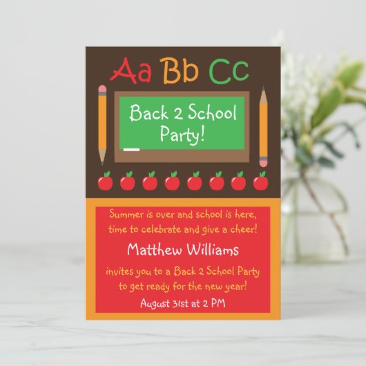 Terug naar Uitnodiging van schoolpartij (Staand voorkant)