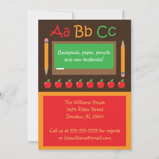 Terug naar Uitnodiging van schoolpartij (Achterkant)