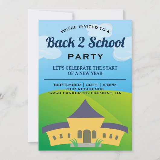 Terug naar Uitnodiging van schoolpartij (Voorkant)