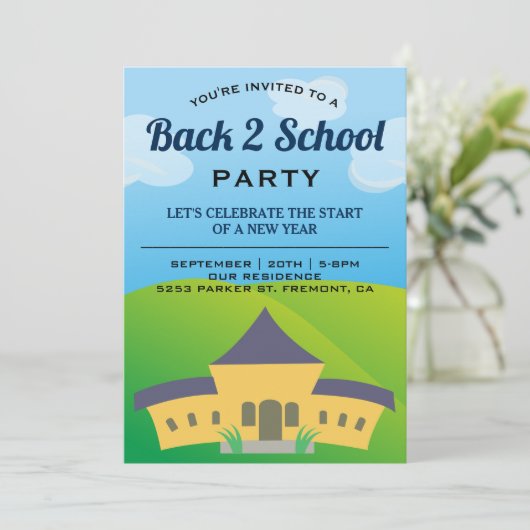 Terug naar Uitnodiging van schoolpartij (Staand voorkant)