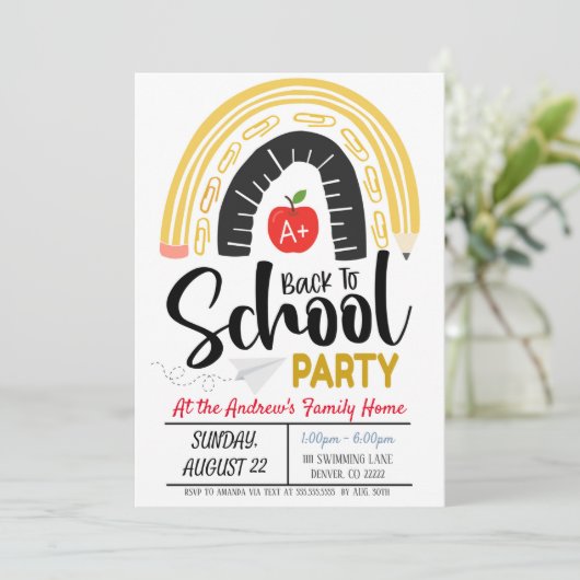 Terug naar uitnodiging van schoolpartij (Staand voorkant)