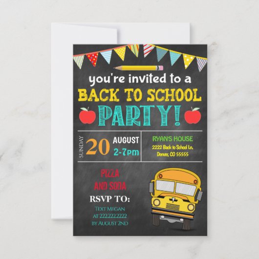 Terug naar uitnodiging van schoolpartij (Voorkant)