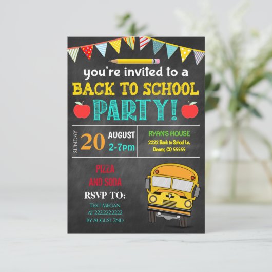 Terug naar uitnodiging van schoolpartij (Staand voorkant)