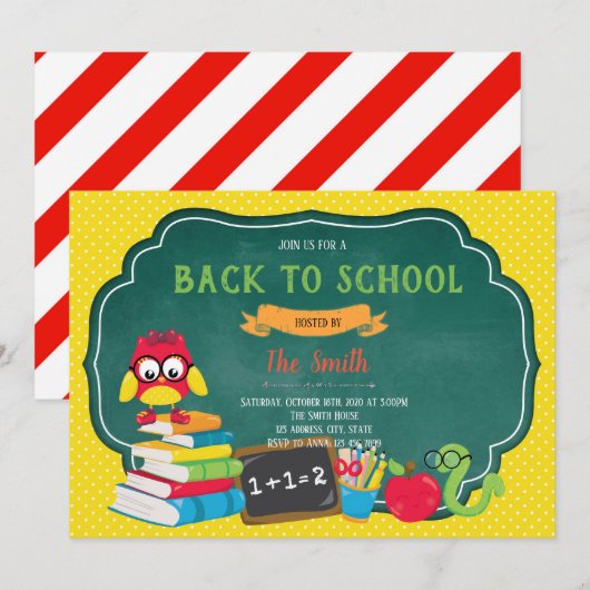 Terug naar uitnodiging van schoolpartij (Voorkant / Achterkant)