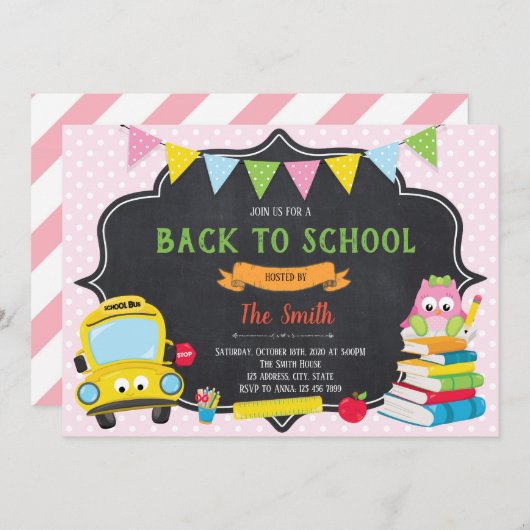 Terug naar uitnodiging van schoolpartij (Voorkant / Achterkant)