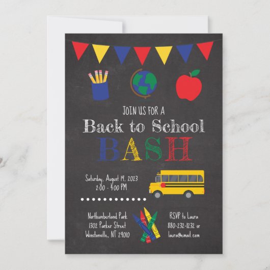 Terug naar Uitnodiging van schoolpartij (Voorkant)