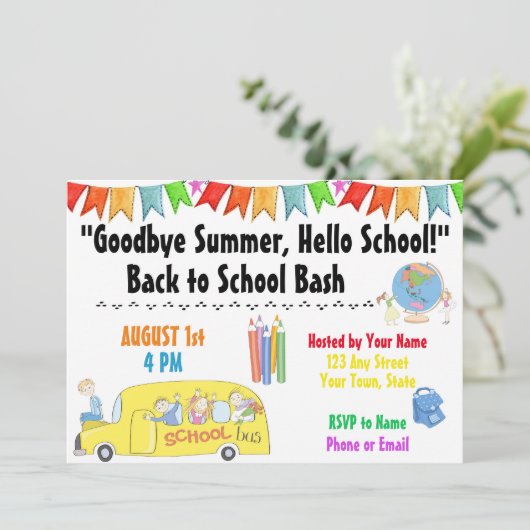 Terug naar Uitnodiging van schoolpartij (Staand voorkant)