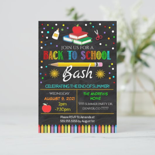 Terug naar uitnodiging van schoolpartij (Staand voorkant)