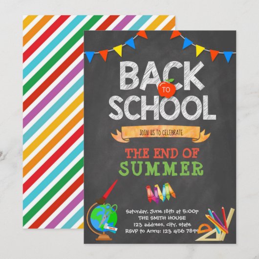 Terug naar uitnodiging voor schoolbord (Voorkant / Achterkant)