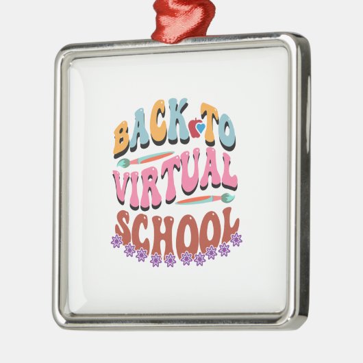 Terug naar virtuele school metalen ornament (Links)