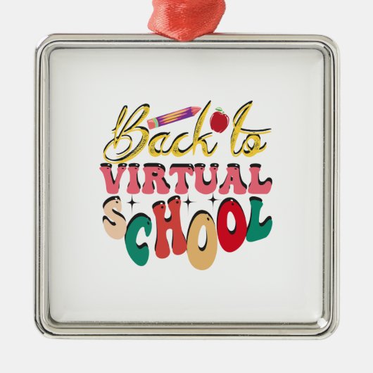 Terug naar virtuele school metalen ornament (Voorkant)