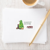 Terug naar zwart lab, vogels en kerstbomen etiket (Insitu)